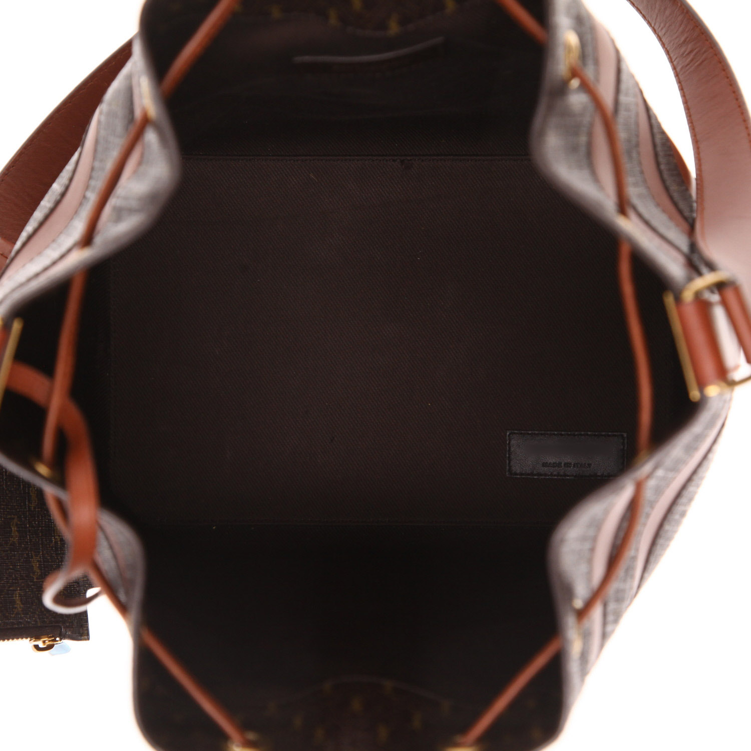 Sac à main Saint Laurent   en toile siglée marron et cuir marron - Detail D3