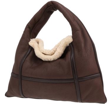 Bolso Hobo de Bottega Veneta en piel de oveja revuelta marrón