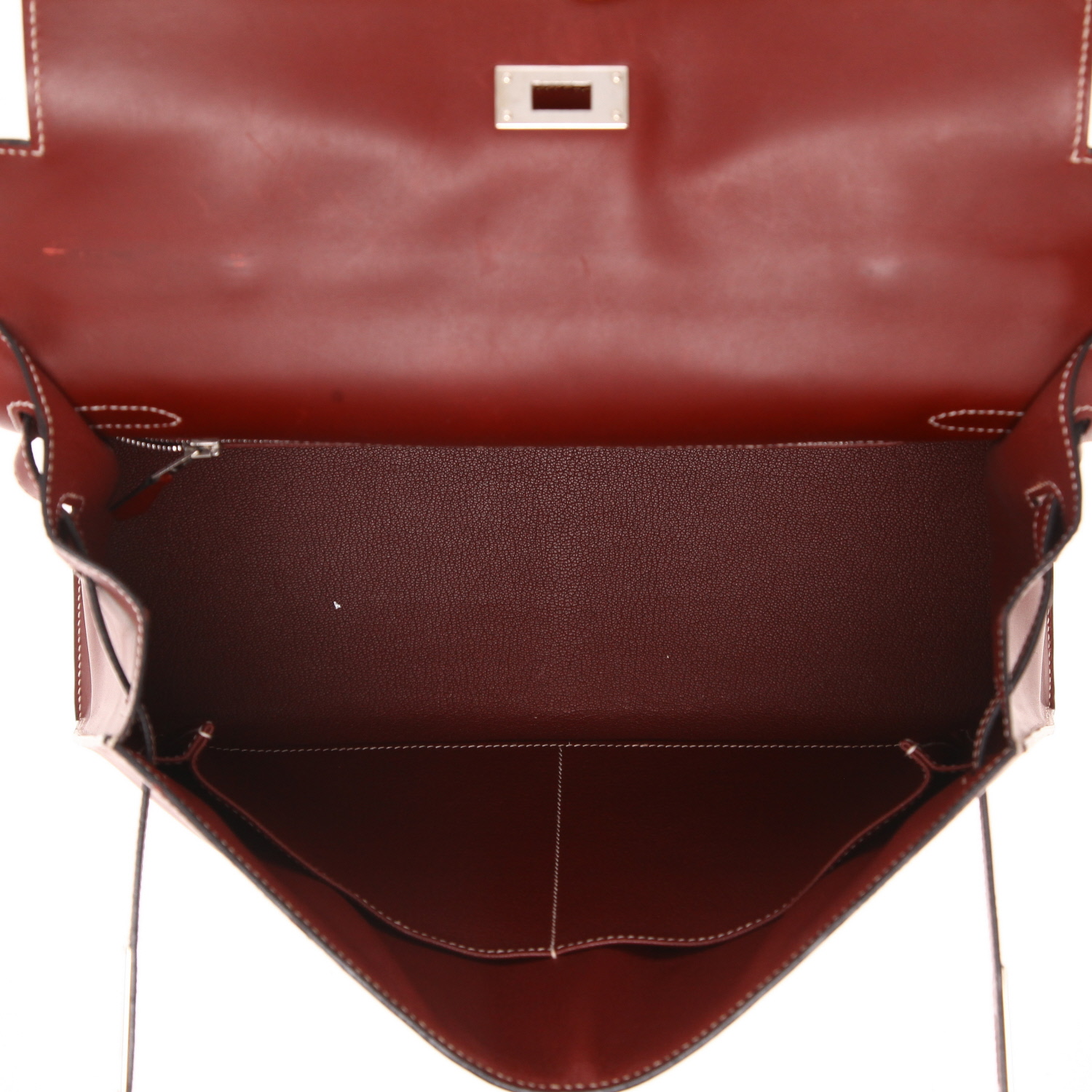 Sac à main Hermès  Kelly 35 cm en cuir Chamonix rouge H - Detail D3