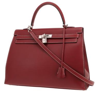 Bolso Hermès Kelly de 35 cm, de piel Chamonix roja Rouge H