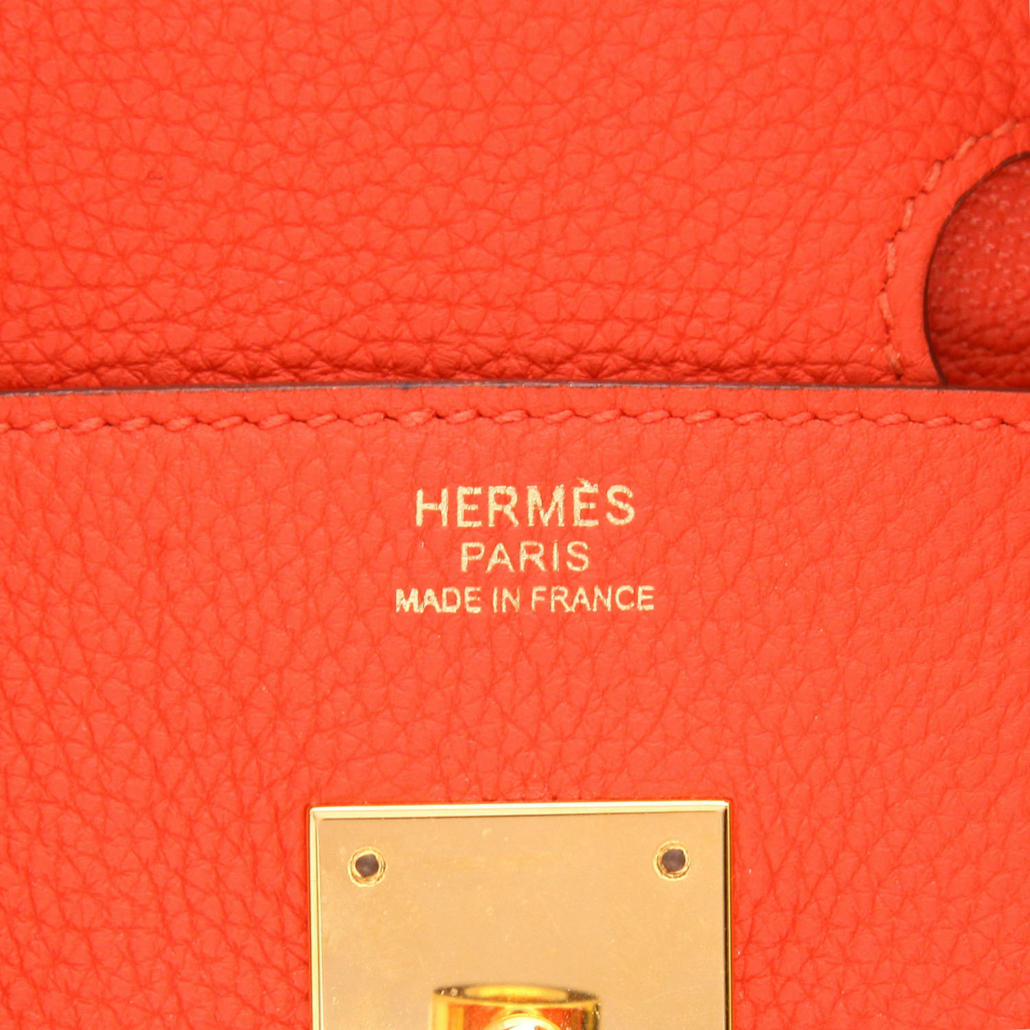 Bolso Hermès Birkin de 30 cm en piel Togo Orange Capucine - Detail D2