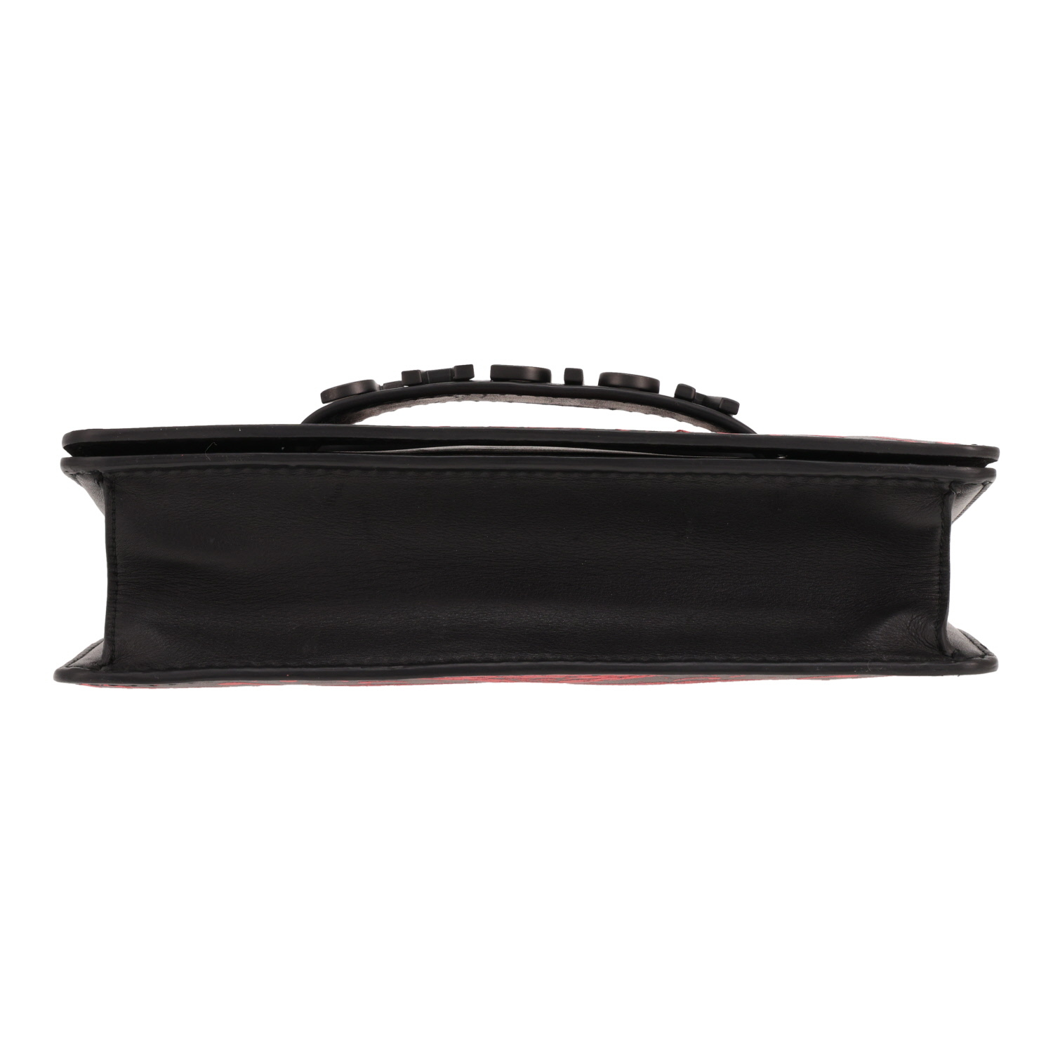 Sac bandoulière Dior  J'Adior en cuir noir et rouge - Detail D1