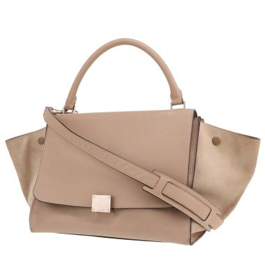 Bolso Celine «Trapeze» de piel beige y ante beige