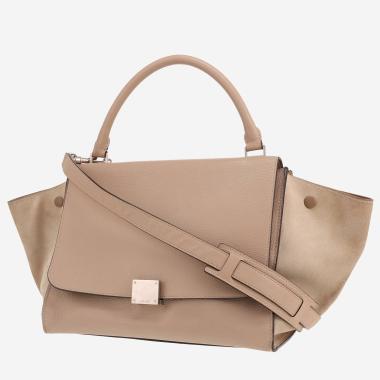 Sac à main Celine  Trapeze en cuir beige et daim beige