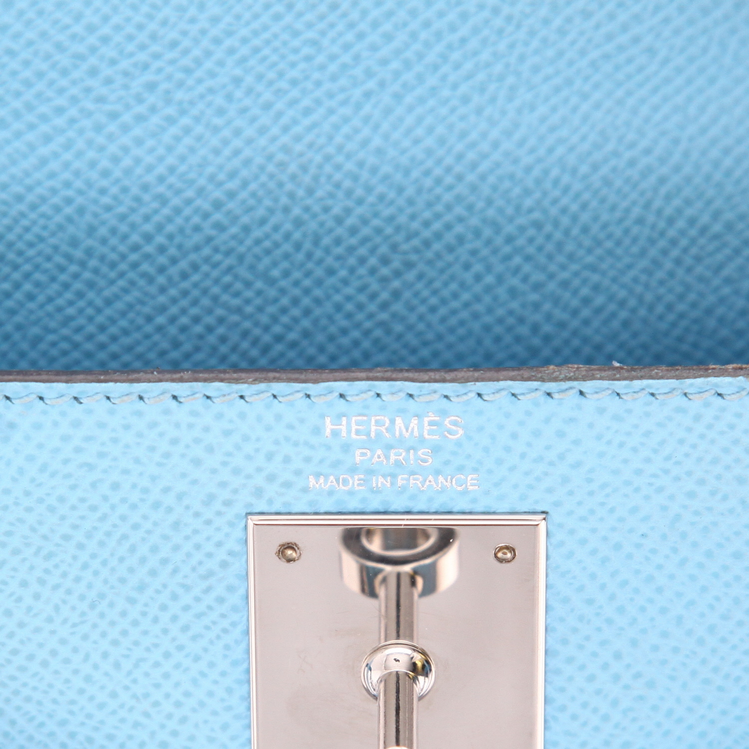 Borsa Hermès Kelly da 28 cm in pelle Epsom blu Celeste - Detail D2