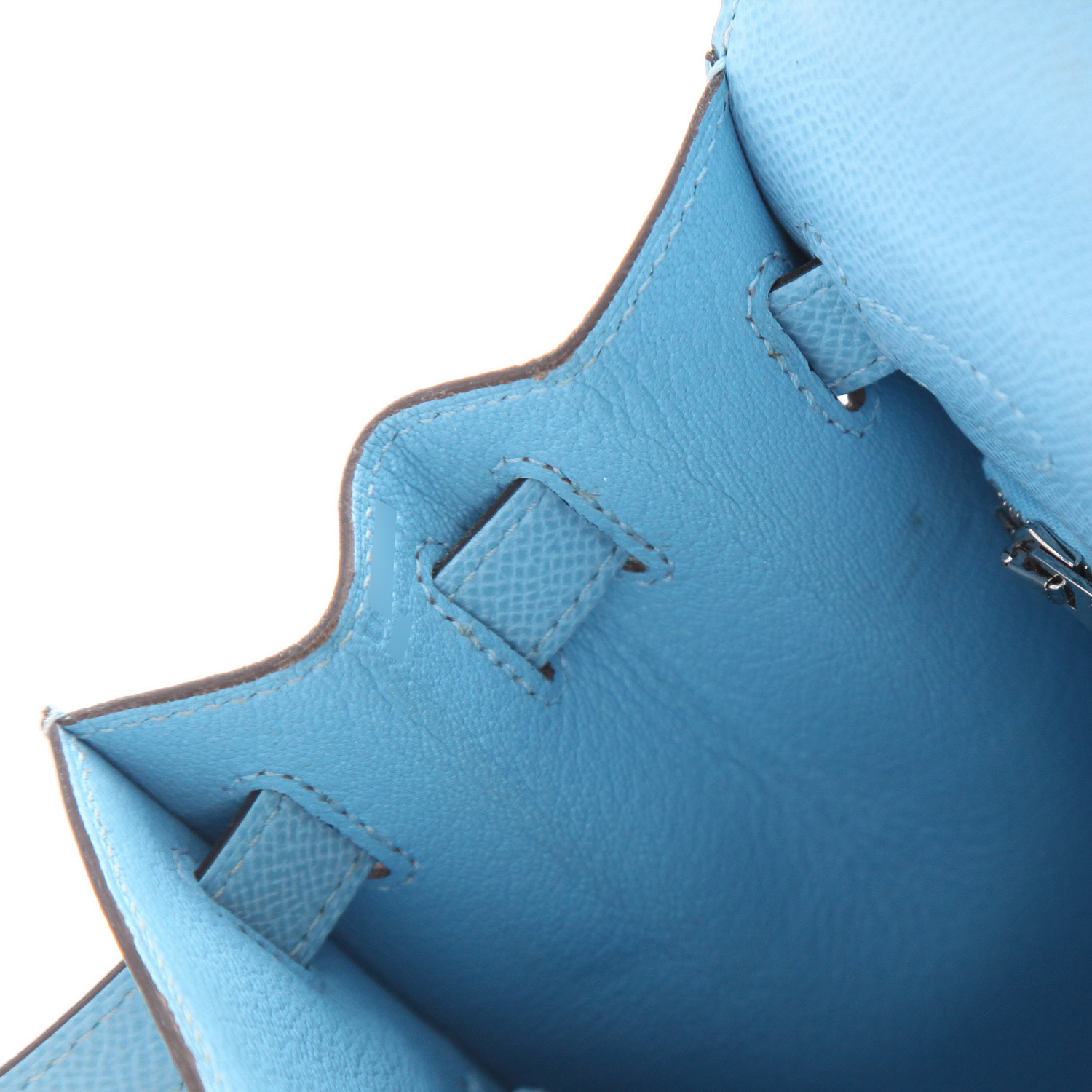 Hermès Kelly 28 cm handbag in Celeste blue Epsom leather - Detail D4