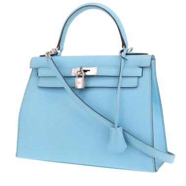 Borsa Hermès Kelly da 28 cm in pelle Epsom blu Celeste