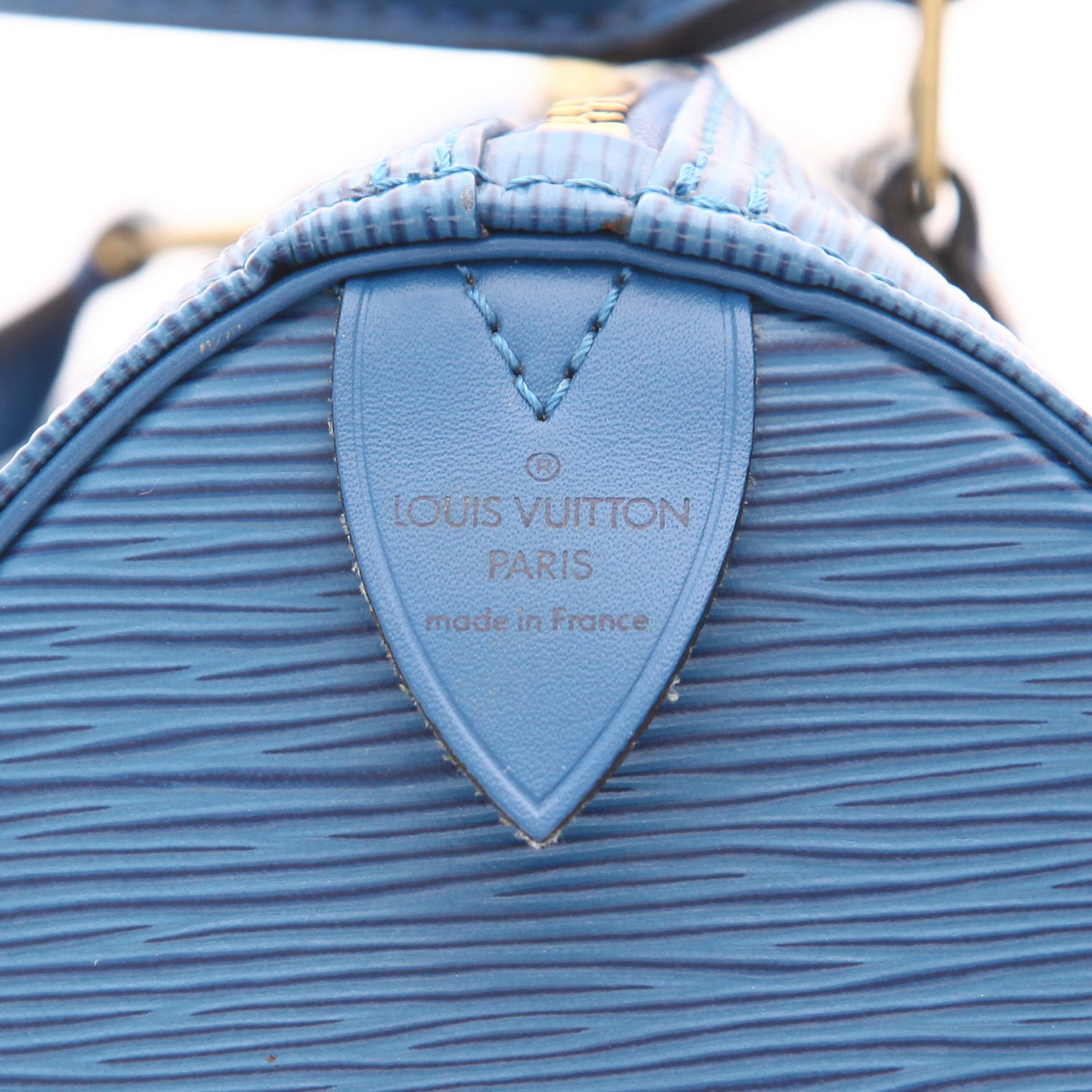 Bolso Louis Vuitton Speedy 25 de piel Épi azul - Detail D2
