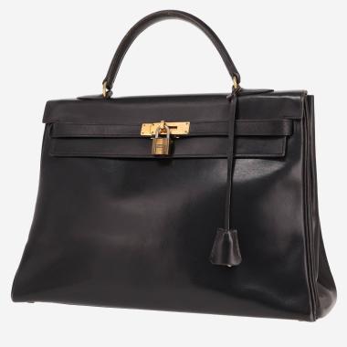Sac à main Hermès  Kelly 35 cm en cuir box noir