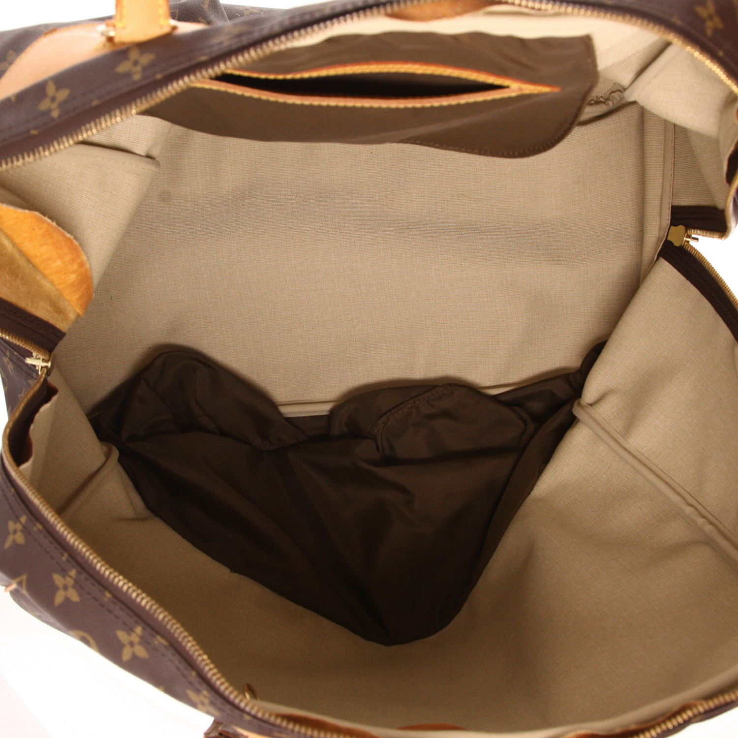 Borsa da viaggio Louis Vuitton “Evasion” in tela Monogram marrone e pelle naturale - Detail D3