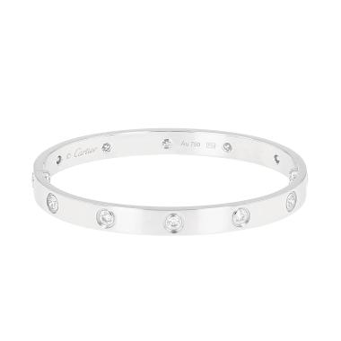 Pulsera Cartier Love con 10 diamantes, en oro blanco y diamantes