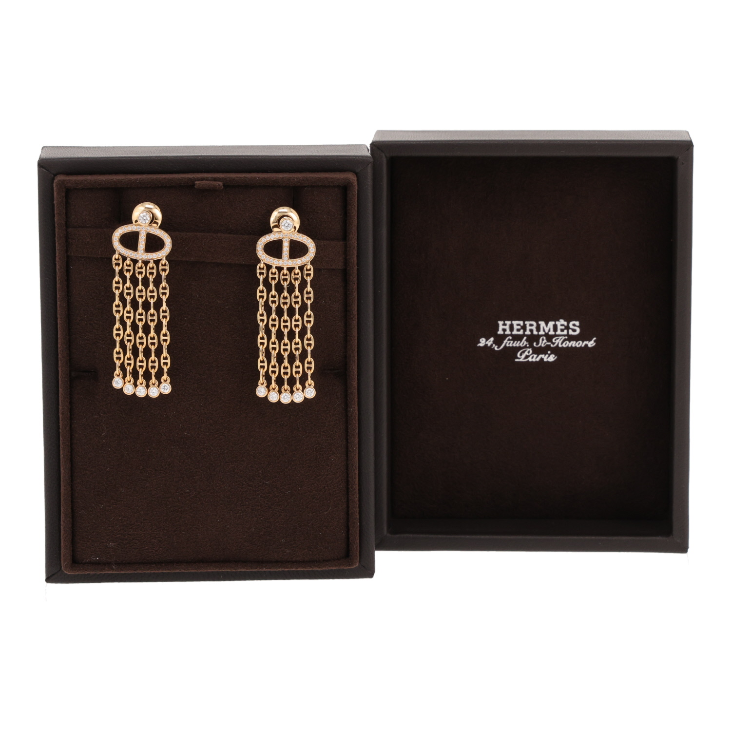 Par de pendientes Hermès «Chaîne d’Ancre Calypso» en oro amarillo y diamantes - Detail D2
