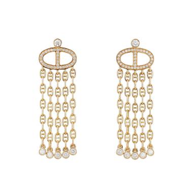 A pair of Hermès Chaîne d’Ancre Calypso earrings in yellow gold and diamonds