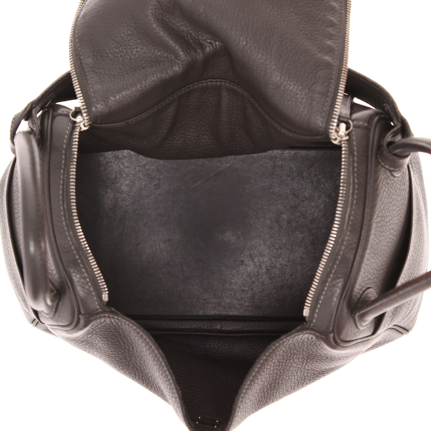 Bolso Hermès Lindy de 30 cm, de piel de ternero «Clémence» gris - Detail D3