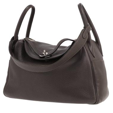 Sac à main Hermès  Lindy 30 cm en cuir taurillon clémence gris
