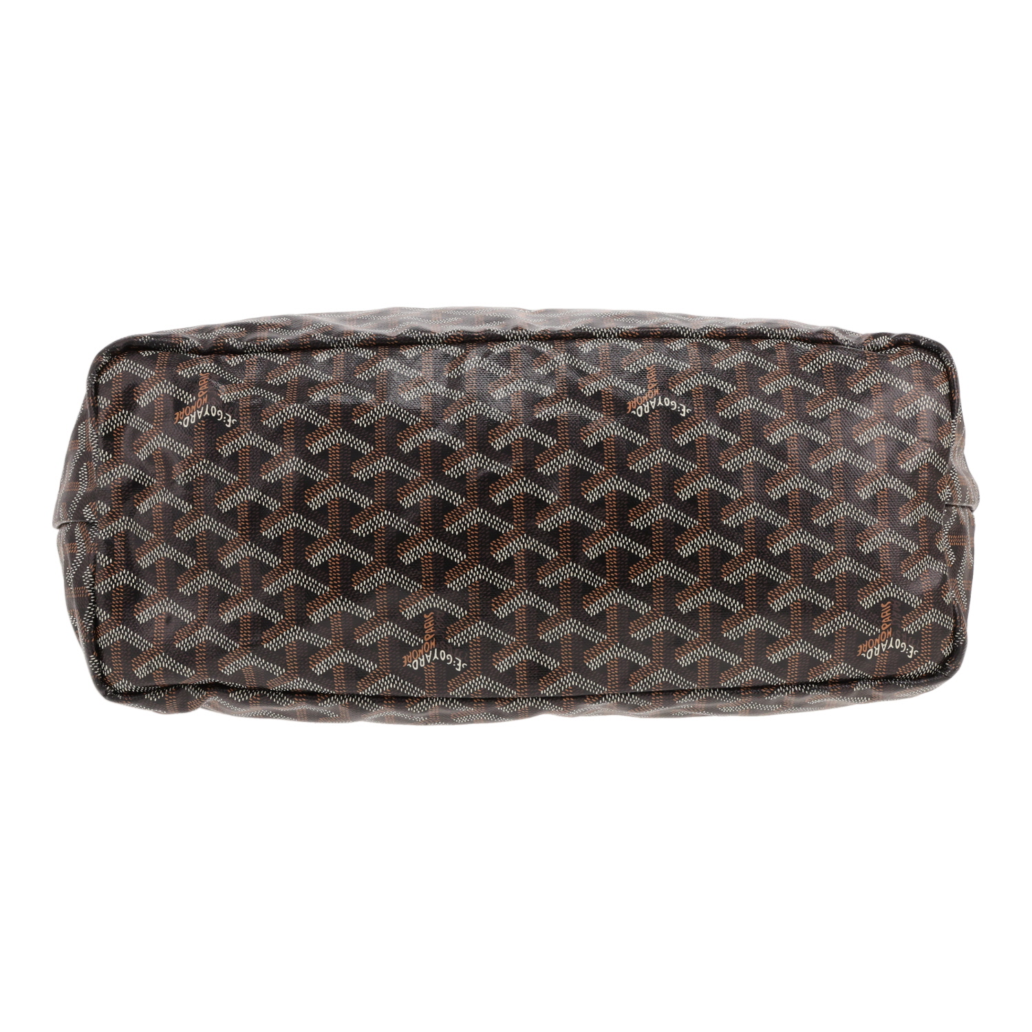Goyard Saint-Louis tote bag in Noir Goyardine canvas and brown leather - Detail D1
