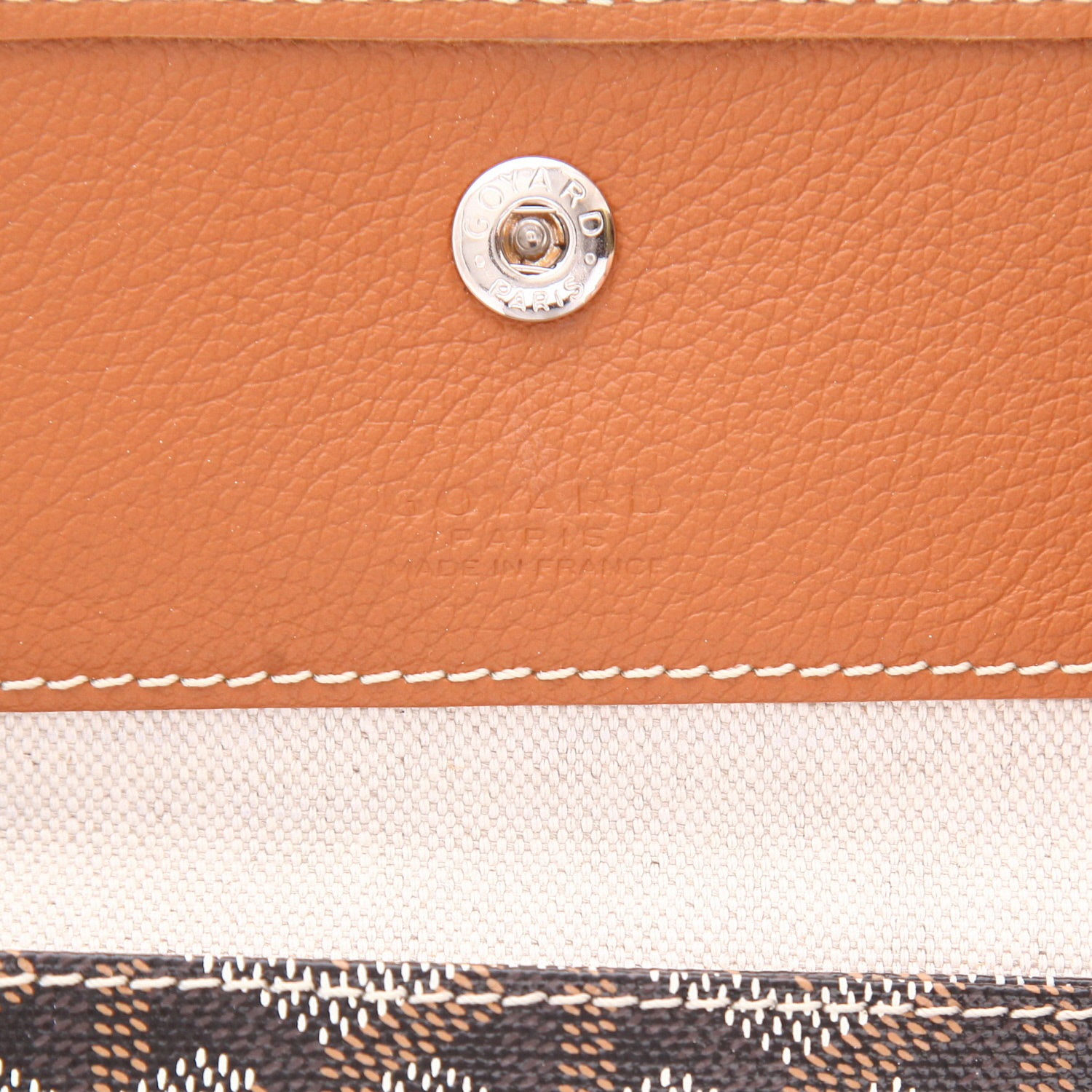 Goyard Saint-Louis tote bag in Noir Goyardine canvas and brown leather - Detail D2