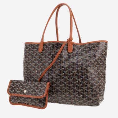 Sac cabas Goyard  Saint-Louis en toile Goyardine noire et cuir marron