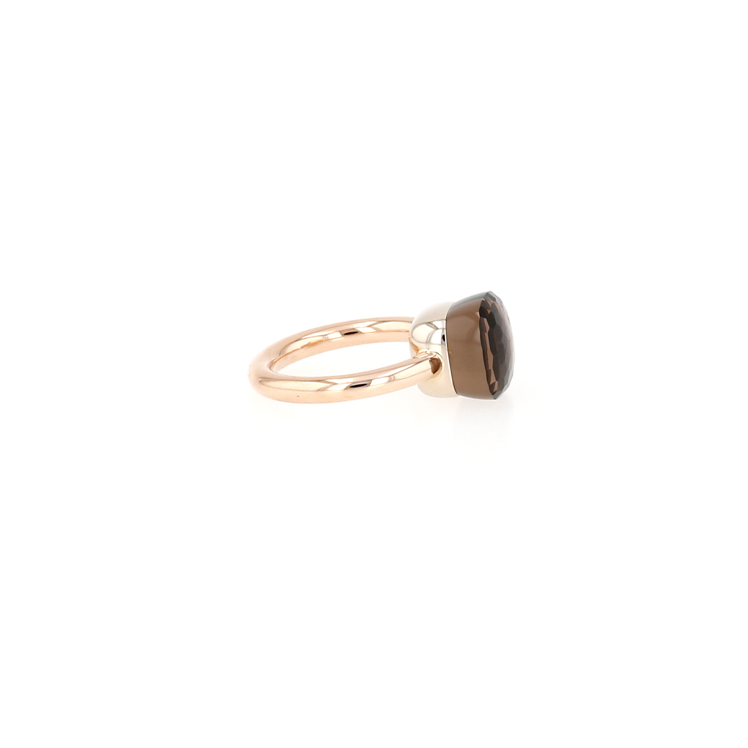 Bague Pomellato Nudo Classic en or rose, or blanc et quartz fumé - Detail D4