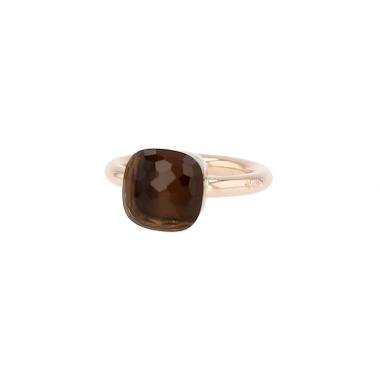 Bague Pomellato Nudo Classic en or rose, or blanc et quartz fumé