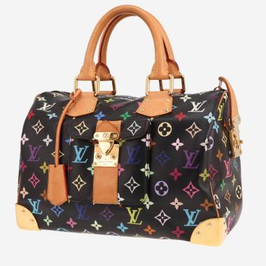 Sac à main Louis Vuitton  Speedy Editions Limitées en toile monogram multicolore et noire et cuir naturel