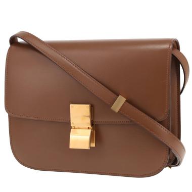 Celine Classic Box Medium handbag in brown leather