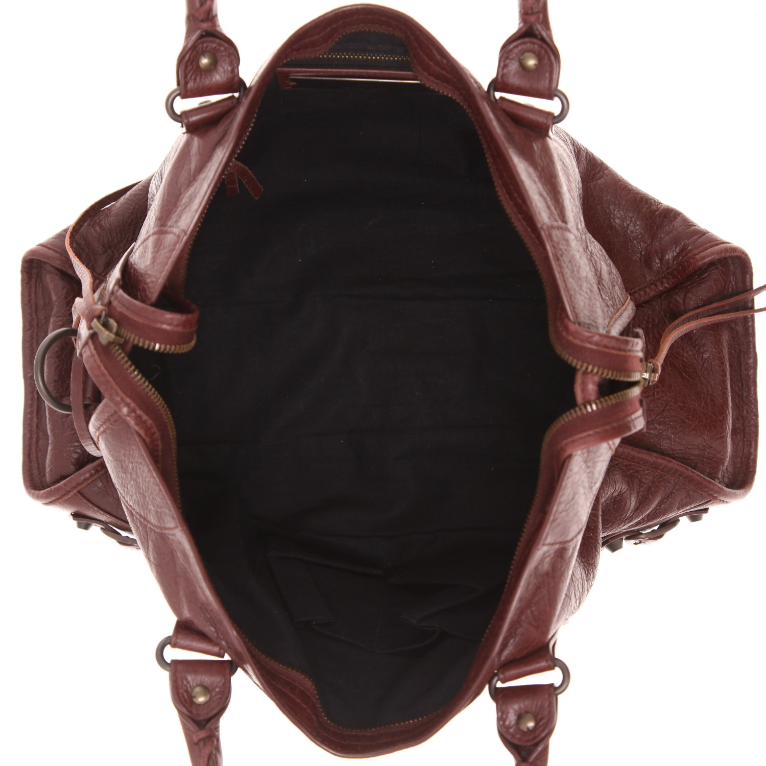 Borsa Balenciaga City in pelle invecchiata Bordeaux - Detail D3