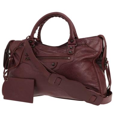 Balenciaga City handbag in Bordeaux distressed leather