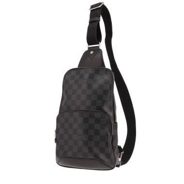 Sac à dos Louis Vuitton  Sling en toile damier graphite grise et cuir noir