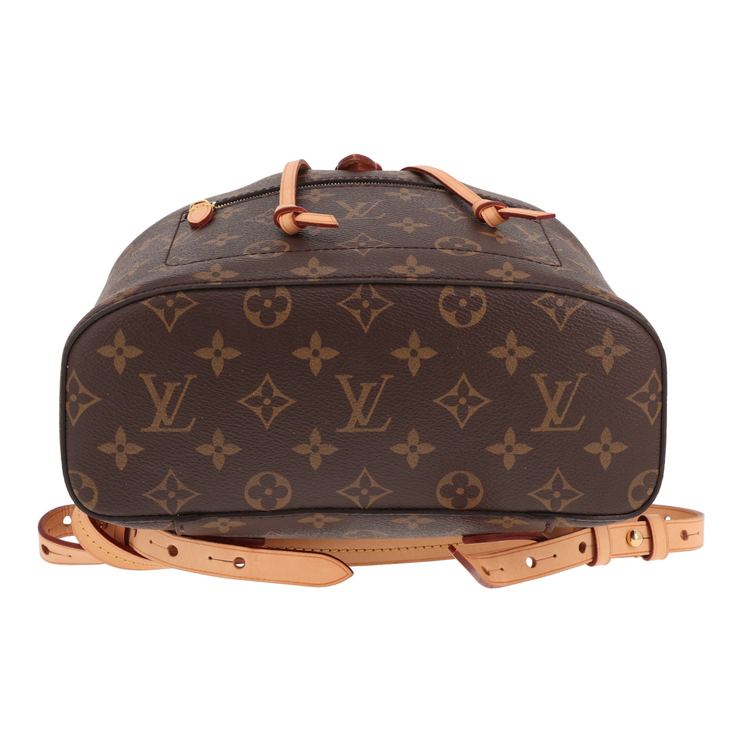 Zaino Louis Vuitton Montsouris Backpack in tela Monogram marrone e pelle naturale - Detail D1