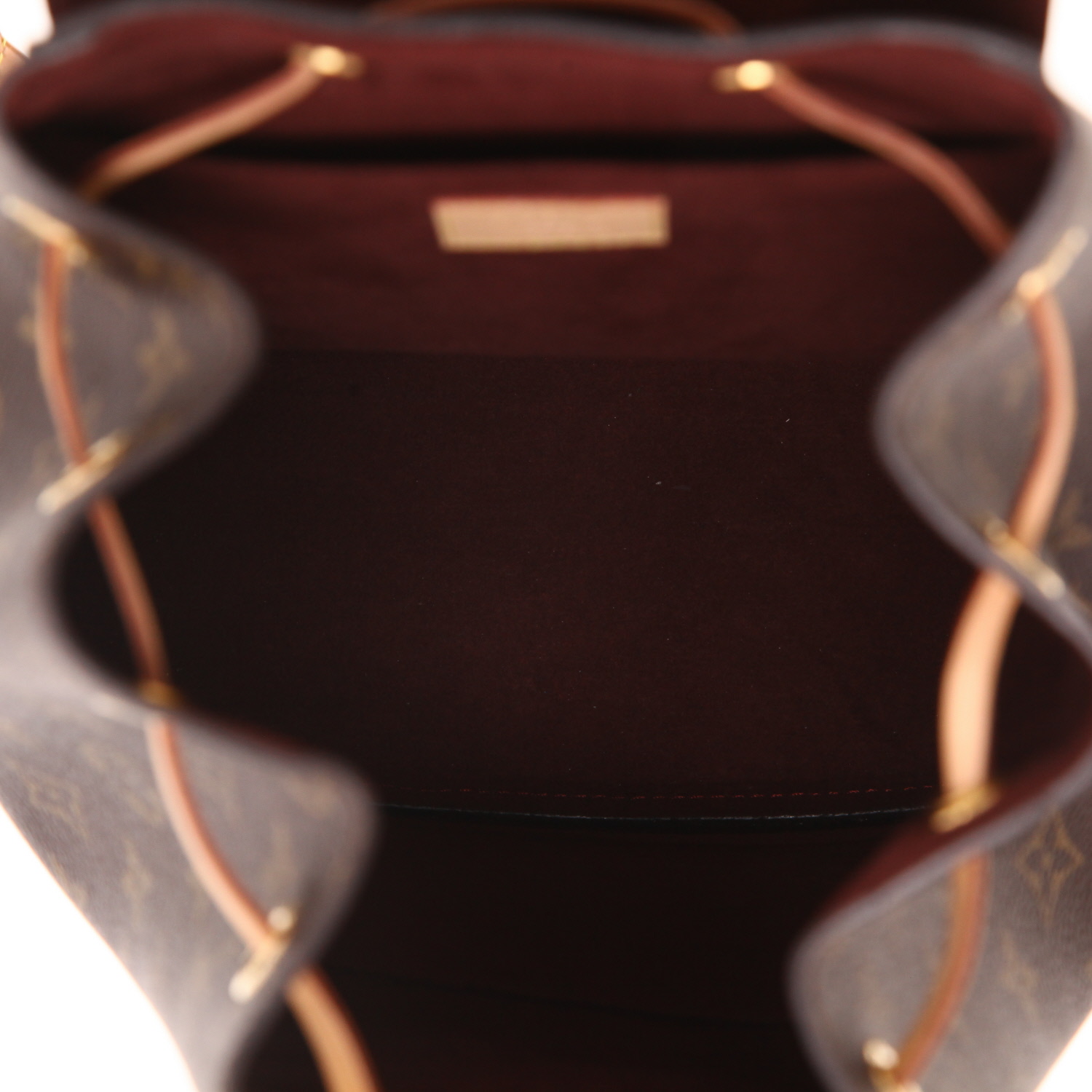 Mochila Louis Vuitton «Montsouris Backpack» de lona Monogram marrón y piel natural - Detail D3
