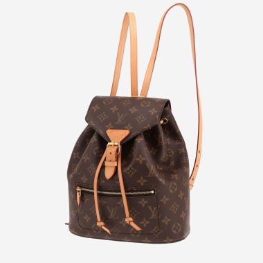 Sac à dos Louis Vuitton  Montsouris Backpack en toile monogram marron et cuir naturel