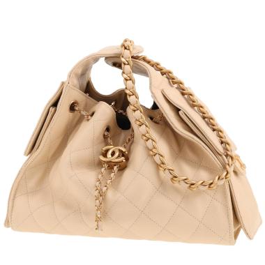 Sac à main Chanel  25 en cuir grainé matelassé beige
