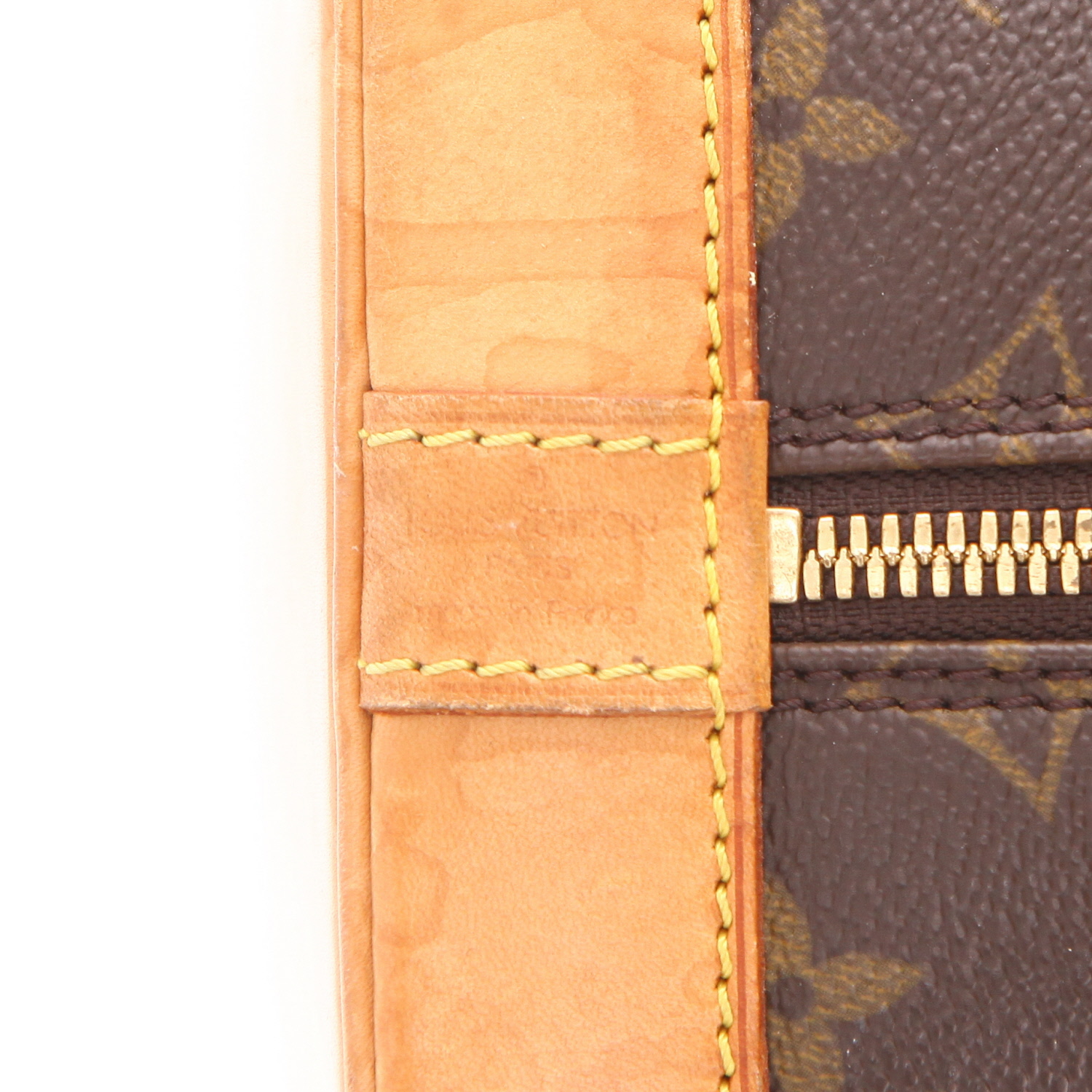 Louis Vuitton Alma medium handbag in brown Monogram canvas and natural leather - Detail D2