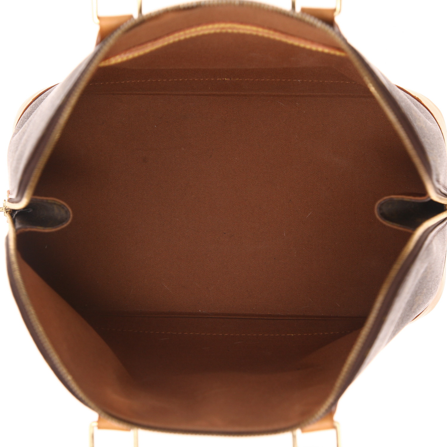 Louis Vuitton Alma medium handbag in brown Monogram canvas and natural leather - Detail D3