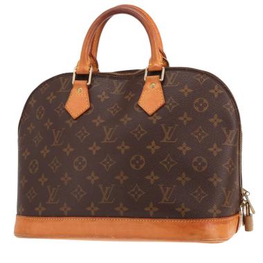 Sac à main Louis Vuitton  Alma moyen modèle  en toile monogram marron et cuir naturel