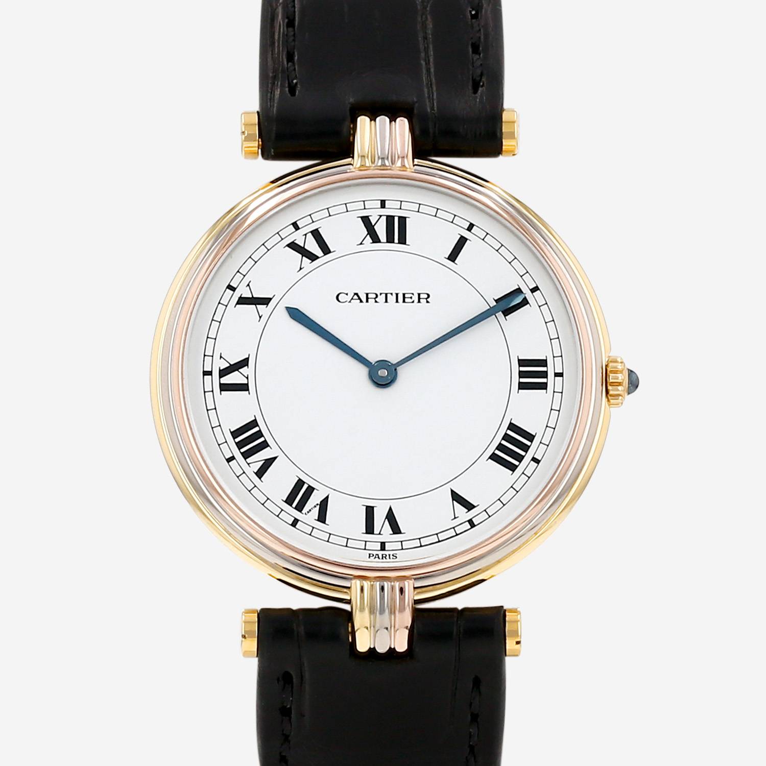 Cartier Vendôme watch, large model, in three-tone gold. Ref: Cartier - 81003. Circa 1990