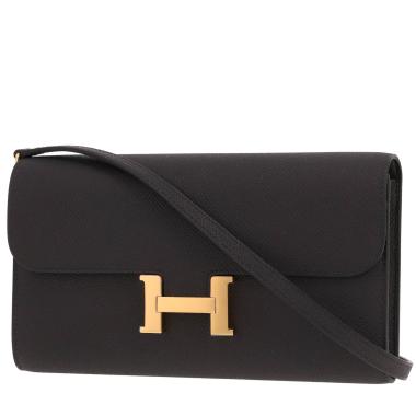 Borsa a tracolla Hermès Constance Long To Go in pelle Epsom nera