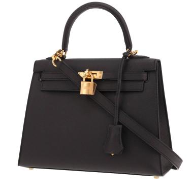Borsa Hermès Kelly da 25 cm in pelle Epsom nera