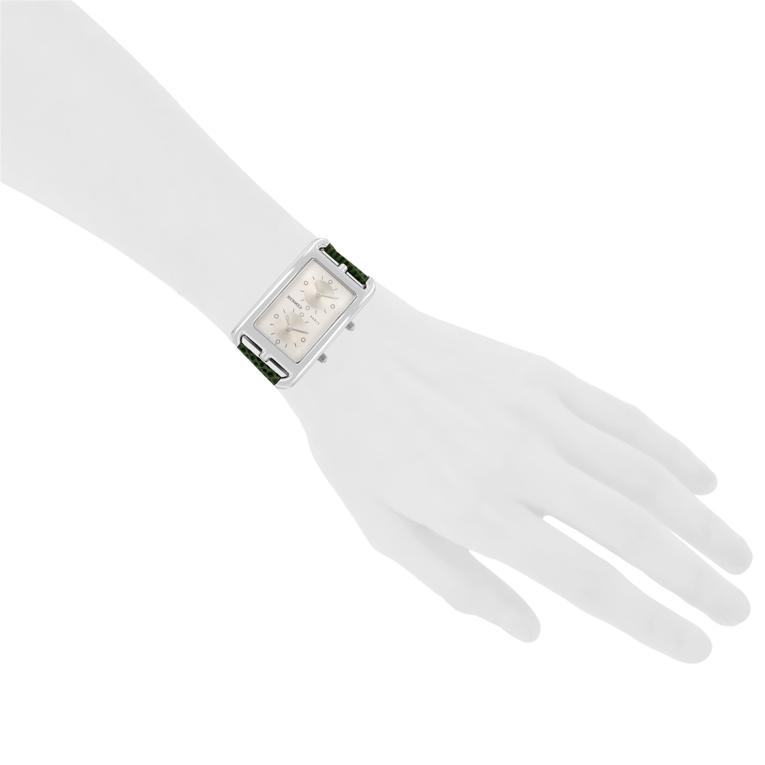 Montre Hermès Cape Cod Nantucket grand modèle  en acier Ref: Hermès - CC3.510  Vers 2010 - Detail D1
