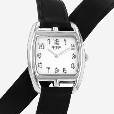 Montre Hermès Cape Cod Tonneau petit modèle  en acier Ref: Hermès - CT1.210  Vers 2010