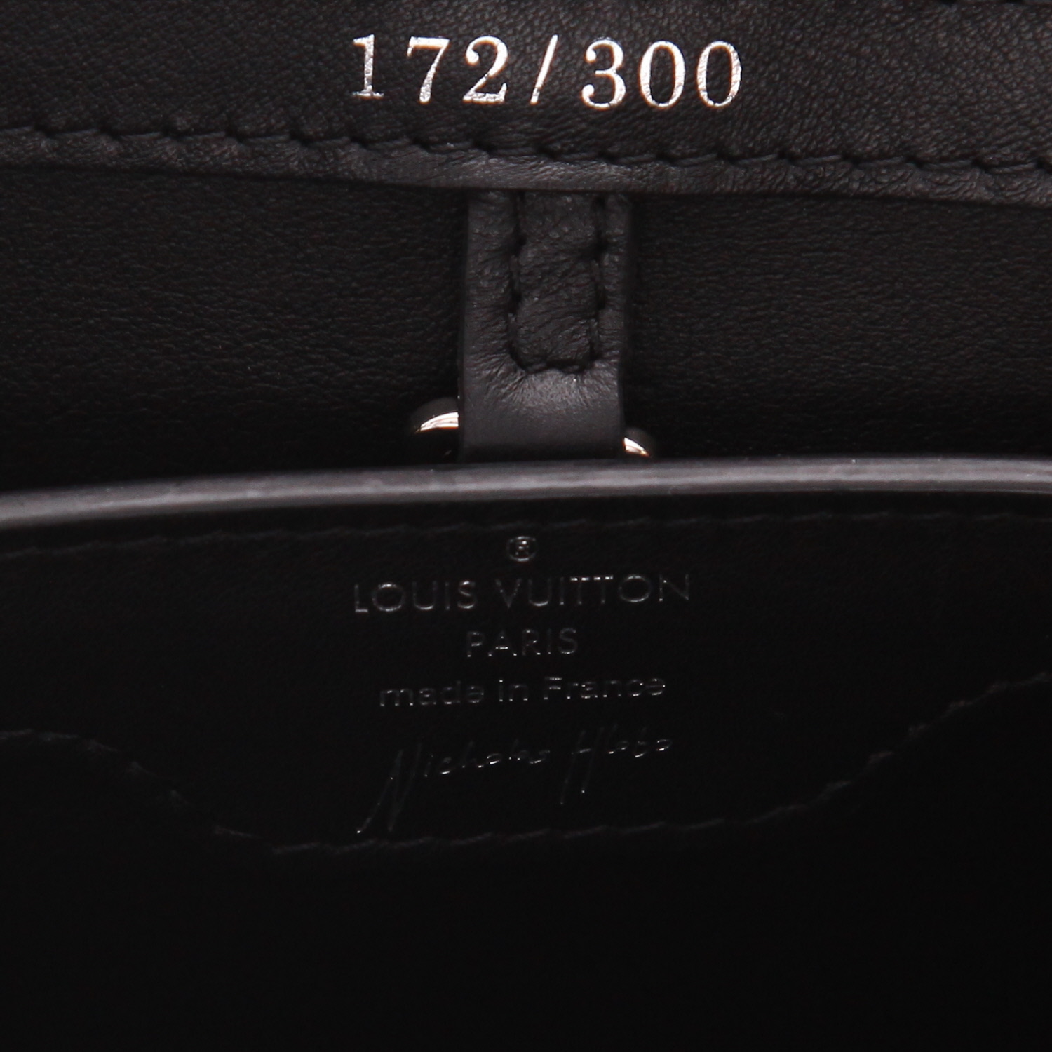 Borsa Louis Vuitton Capucine in pelle nera e blu - Detail D2