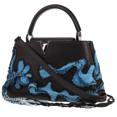 Sac à main Louis Vuitton  Capucines en cuir noir et bleu