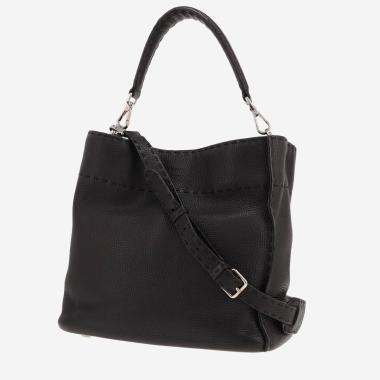 Sac à main Fendi Anna Bucket Selleria en cuir noir