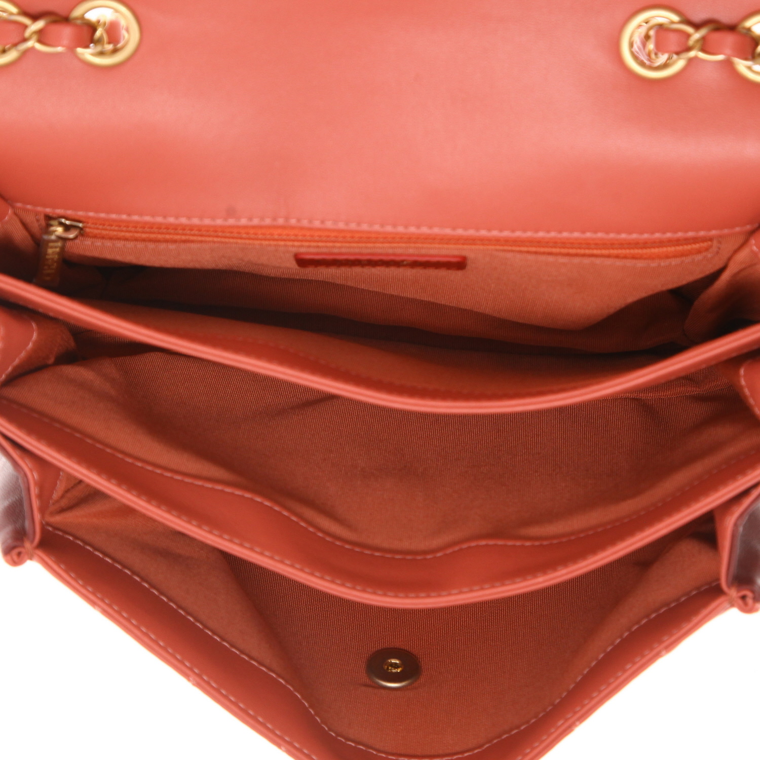 Chanel handbag  Flat-top bag in pink and Bordeaux quilted leather - Detail D3