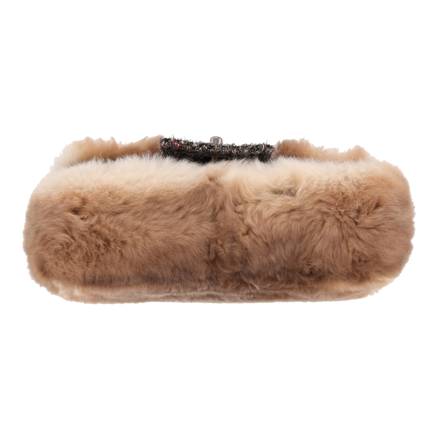 Chanel ‘Timeless Classic’ handbag in grey tweed and brown fur - Detail D1