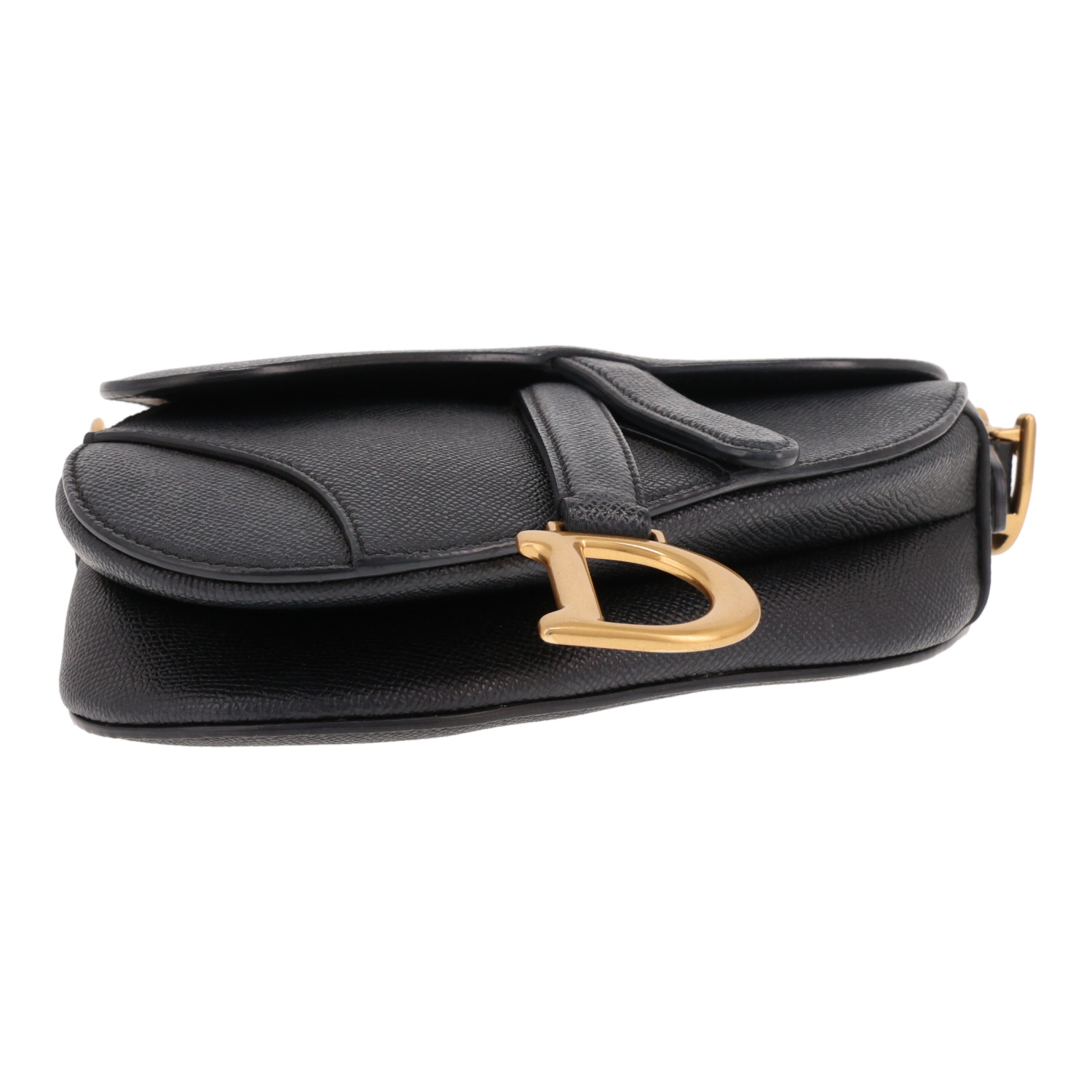 Bolso bandolera Dior «Saddle Mini» de piel granulada negra - Detail D1