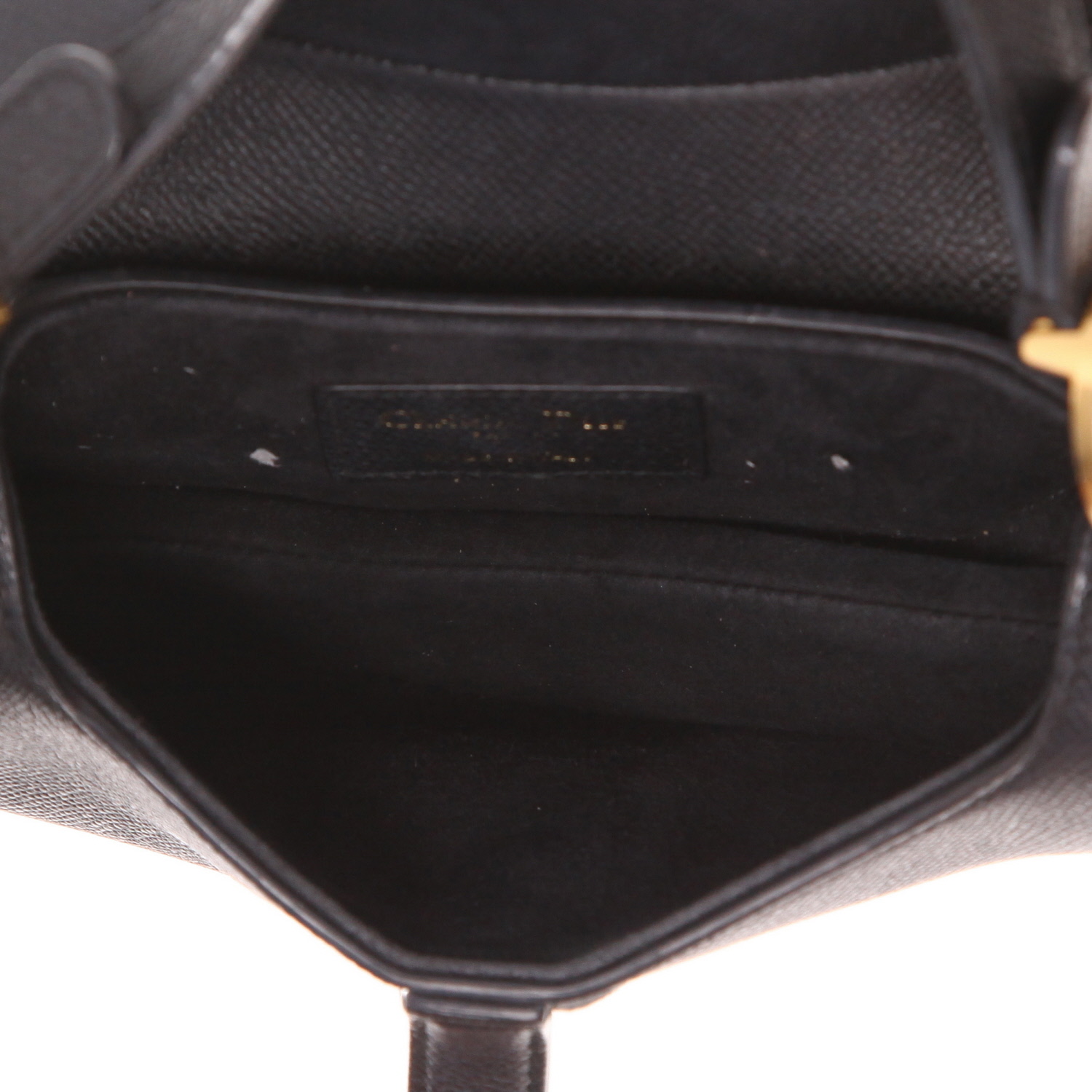 Dior Saddle Mini shoulder bag in black grained leather - Detail D3