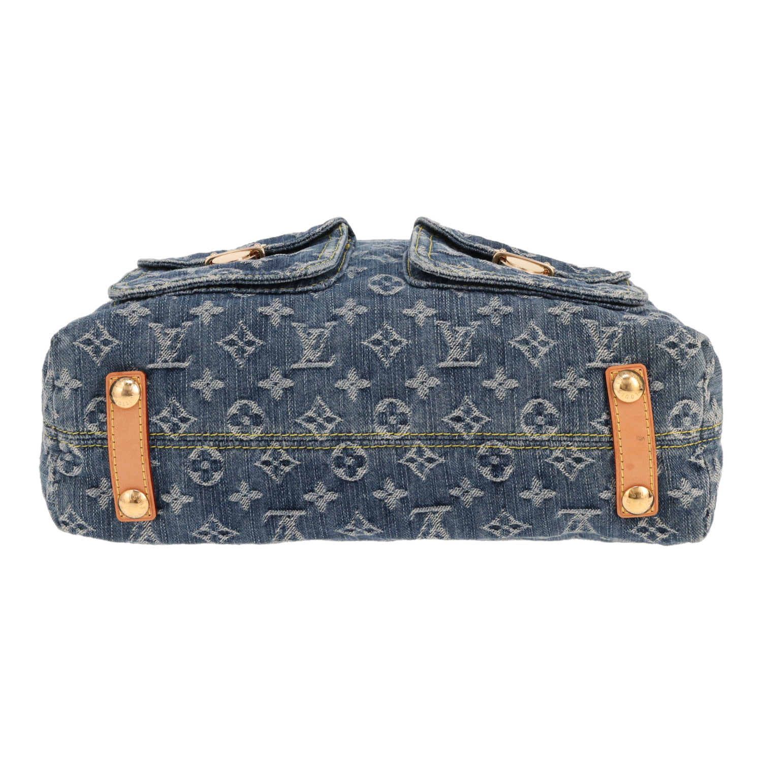 Borsa Louis Vuitton  Baggy in tela denim blu con monogramma e pelle naturale - Detail D1