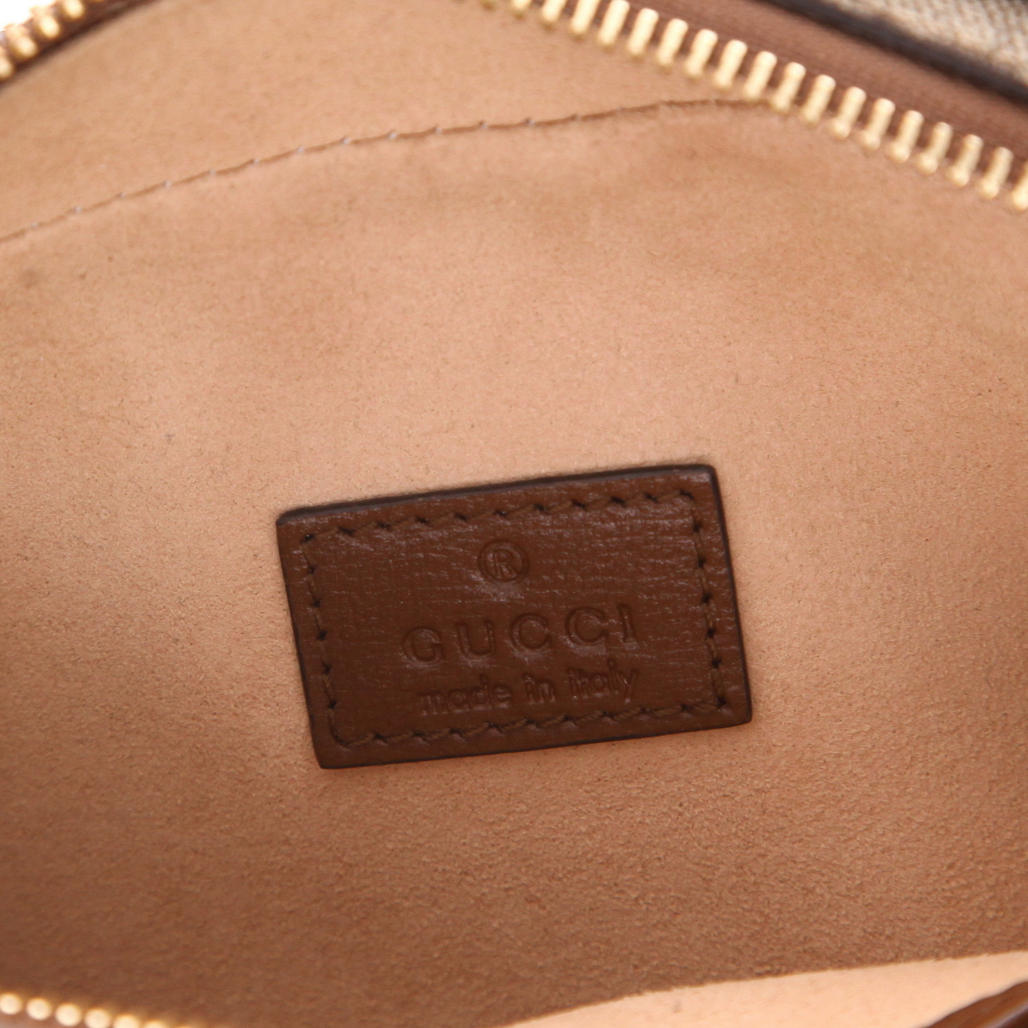 Gucci Interlocking G shoulder bag in beige GG Supreme canvas and brown leather - Detail D2